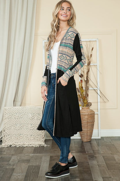 Mixed Media Maxi Cardigan - Tigbul's Variety Fashion Shop