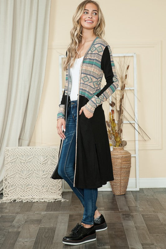 Mixed Media Maxi Cardigan - Tigbul's Variety Fashion Shop