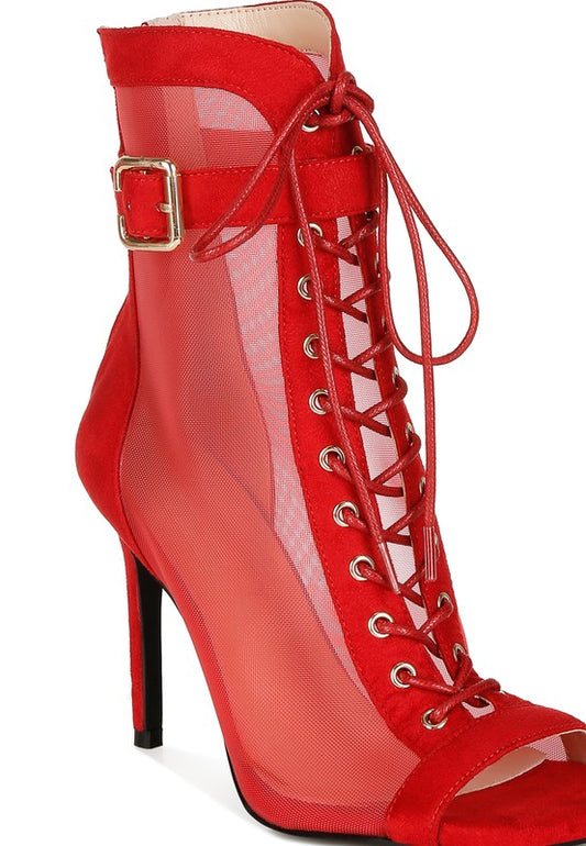 Cabernet Mesh & Microfiber Stiletto Boots - Tigbul's Variety Fashion Shop