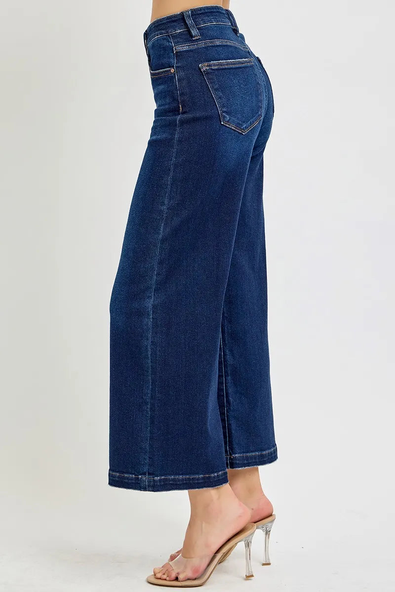 RISEN High Rise Crop Wide Jeans - Tigbul's Variety Fashion Shop