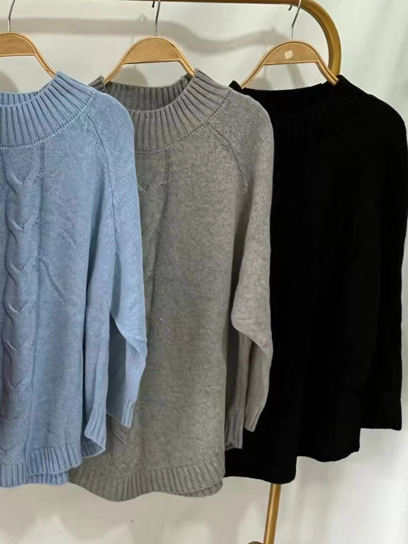 Full Size Cable-Knit Long Sleeve Sweater Plus Size - Tigbul's Variety Fashion Shop
