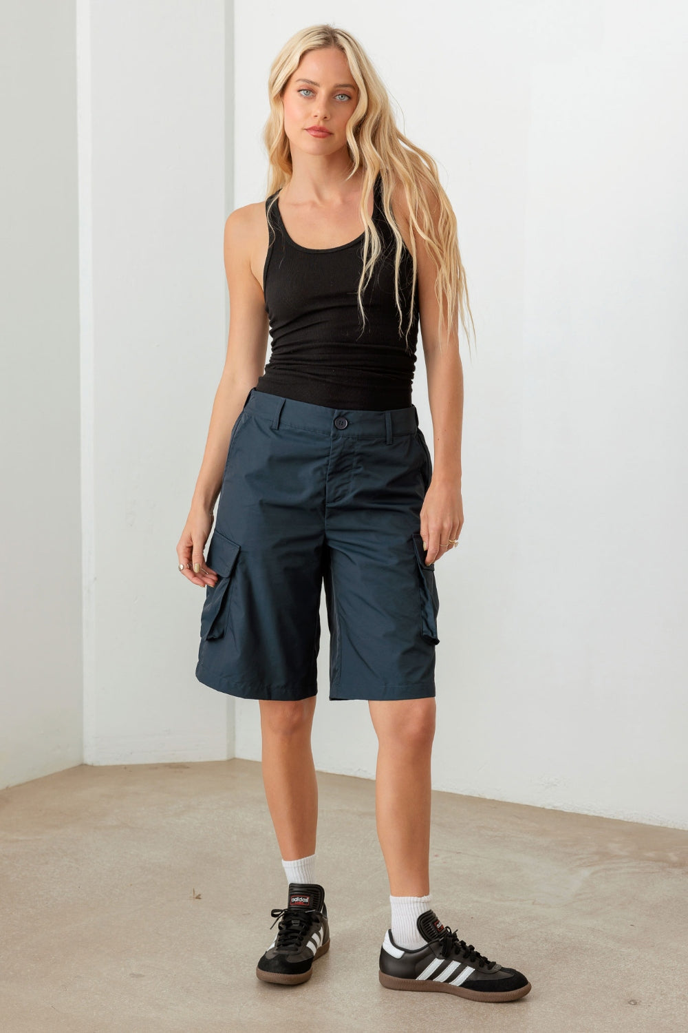 Tasha Apparel Navy Cargo Bermuda Shorts - Tigbuls Variety Fashion