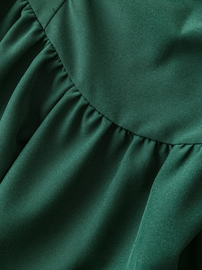 Dark Green Smocked Square Neck Cami Dress - Tigbul's Variety Fashion Shop