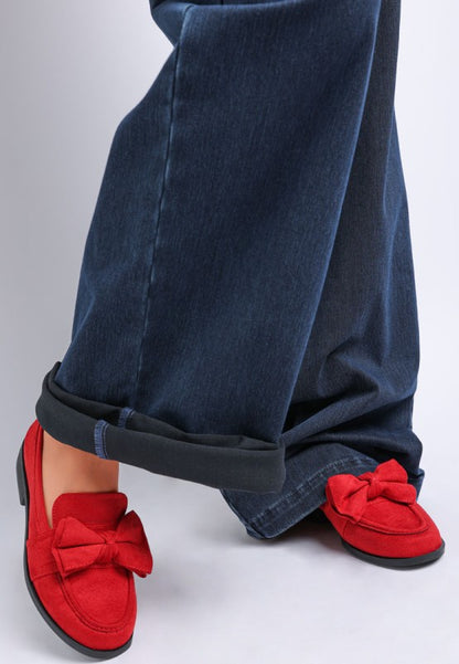 Havisham Bow Accent Heeled Loafers - Tigbul's Variety Fashion Shop