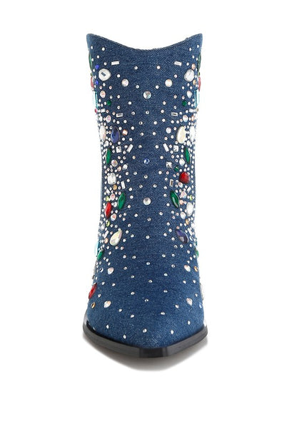 Starlit Multi Color Stones Embellished Boots - Tigbul's Variety Fashion Shop