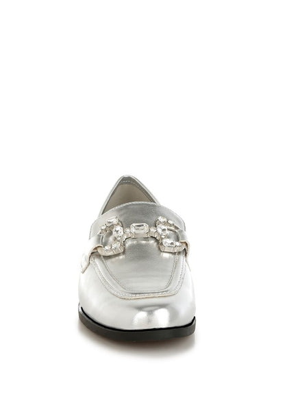 Dendron Diamante Horsebit Metallic Loafers - Tigbul's Variety Fashion Shop