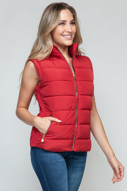 Snobbish Zip Up Turtleneck Vest with Pockets - Tigbul's Variety Fashion Shop