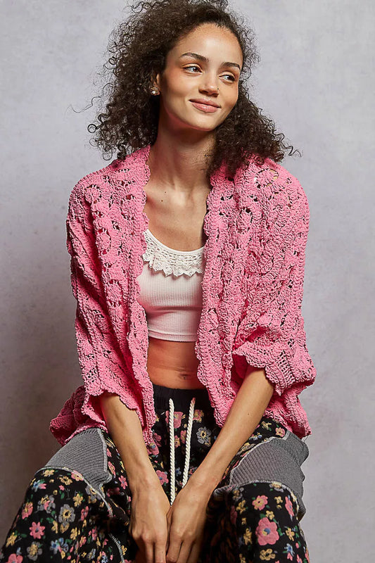 POL Floral Pattern Open Front Cardigan - Tigbul's Variety Fashion Shop