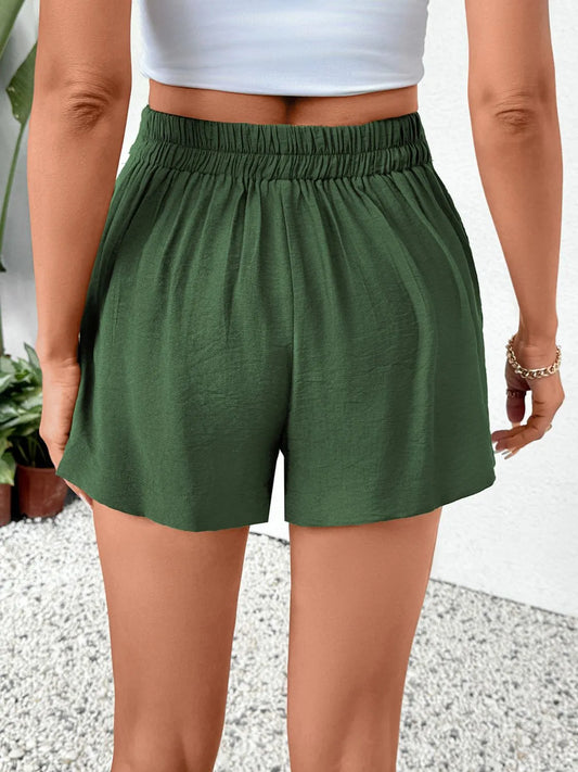 Pleated Detail Shorts with Pockets - Tigbul's Variety Fashion Shop