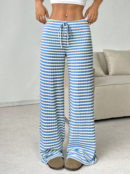 Striped Wide Leg Drawstring Pants - Tigbul's Variety Fashion Shop