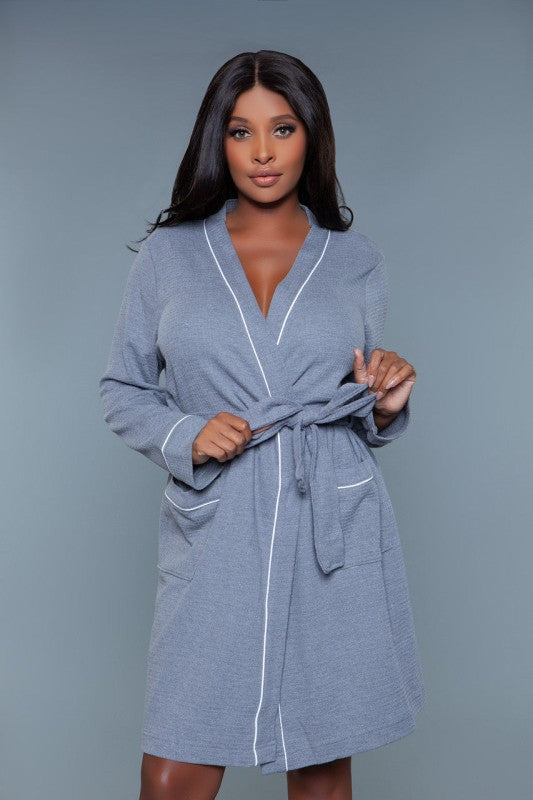 Ladies Tie Belt Waffle Robe - Tigbul's Variety Fashion Shop