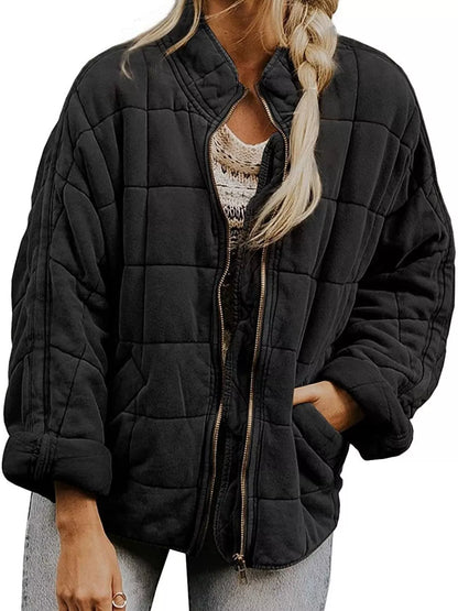 Quilted Zip Up Outerwear - Tigbul's Variety Fashion Shop