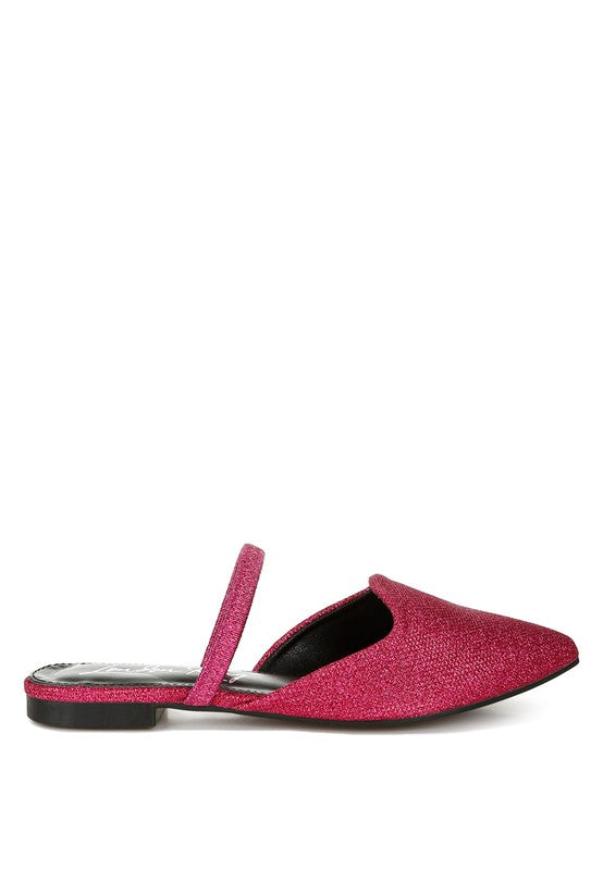 Twiggy Glitter Faux Leather Flat Mules - Tigbul's Variety Fashion Shop