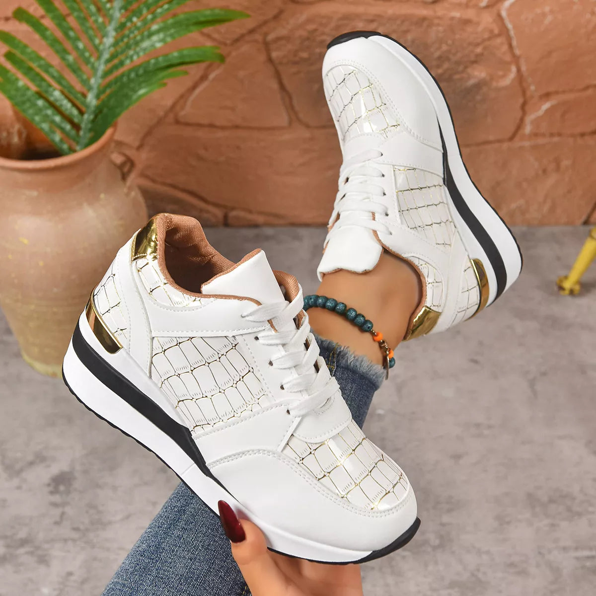 Lace Up Round Toe  Sneakers - Tigbul's Variety Fashion Shop
