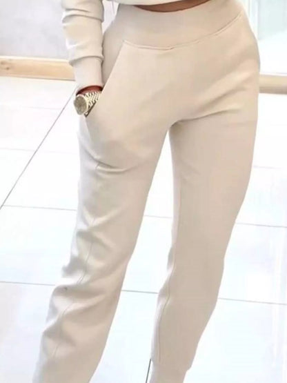 Casual Chic Cropped Sweatshirt and Jogger Set - Tigbul's Variety Fashion Shop