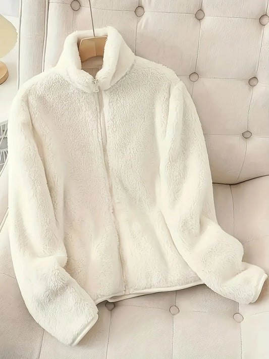 Fleece Long Sleeve Zip-Up Jacket - Tigbul's Variety Fashion Shop