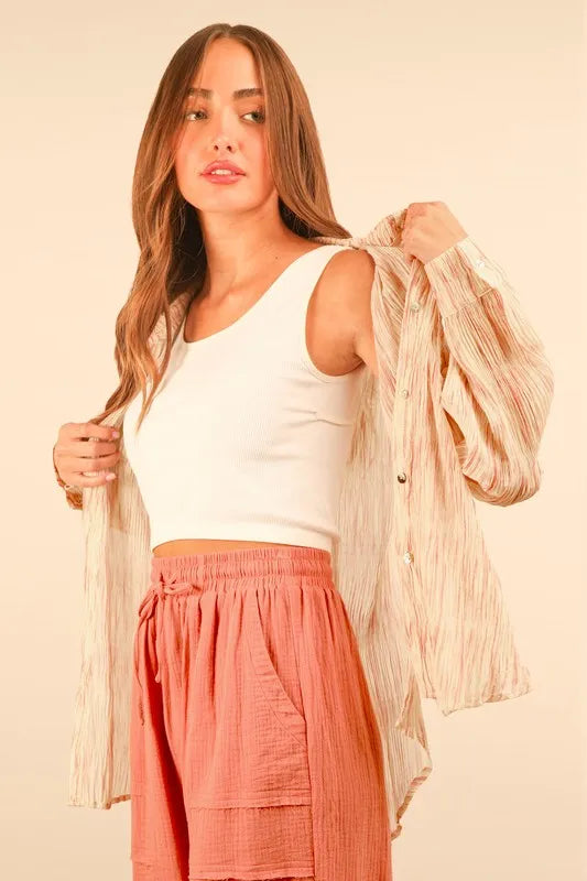 Plus Size Oversized Printed Button Up Shirt - Tigbul's Variety Fashion Shop