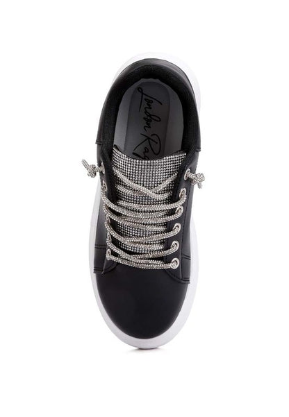 Jaxen Rhinestones Lace Up Sneakers - Tigbuls Variety Fashion