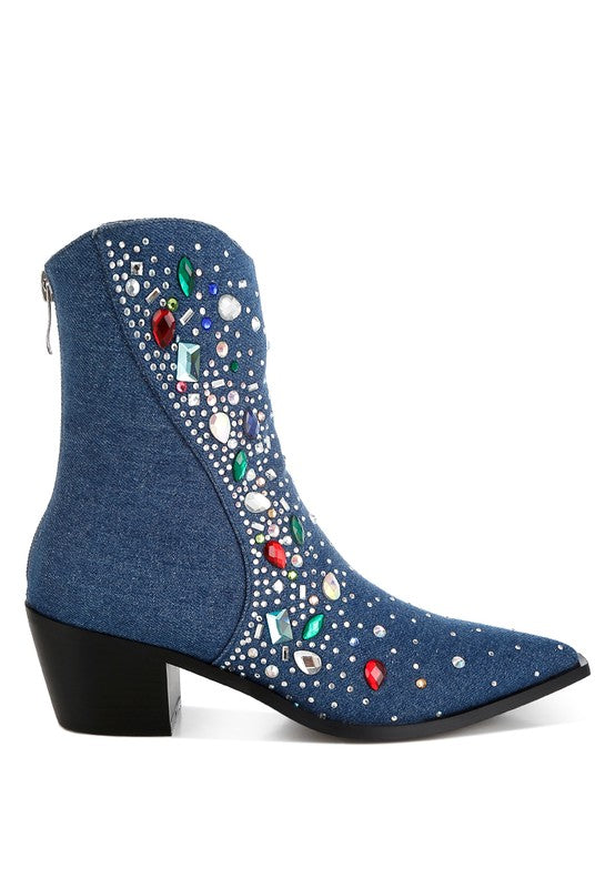 Starlit Multi Color Stones Embellished Boots - Tigbul's Variety Fashion Shop