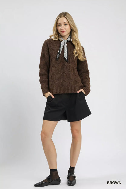 Umgee Cable Knit Cozy Sweater - Tigbul's Variety Fashion Shop