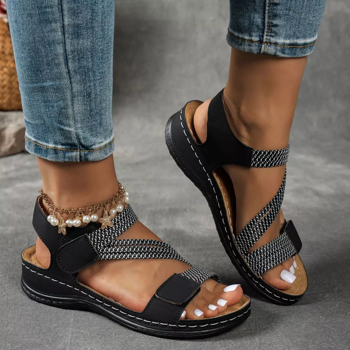 Open Toe Wedge Ankle Strap Sandals - Tigbul's Variety Fashion Shop