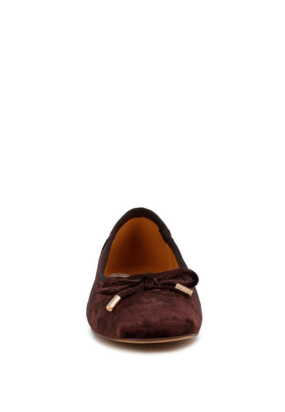 Buckrose Velvet Bow Ballerinas - Tigbul's Variety Fashion Shop