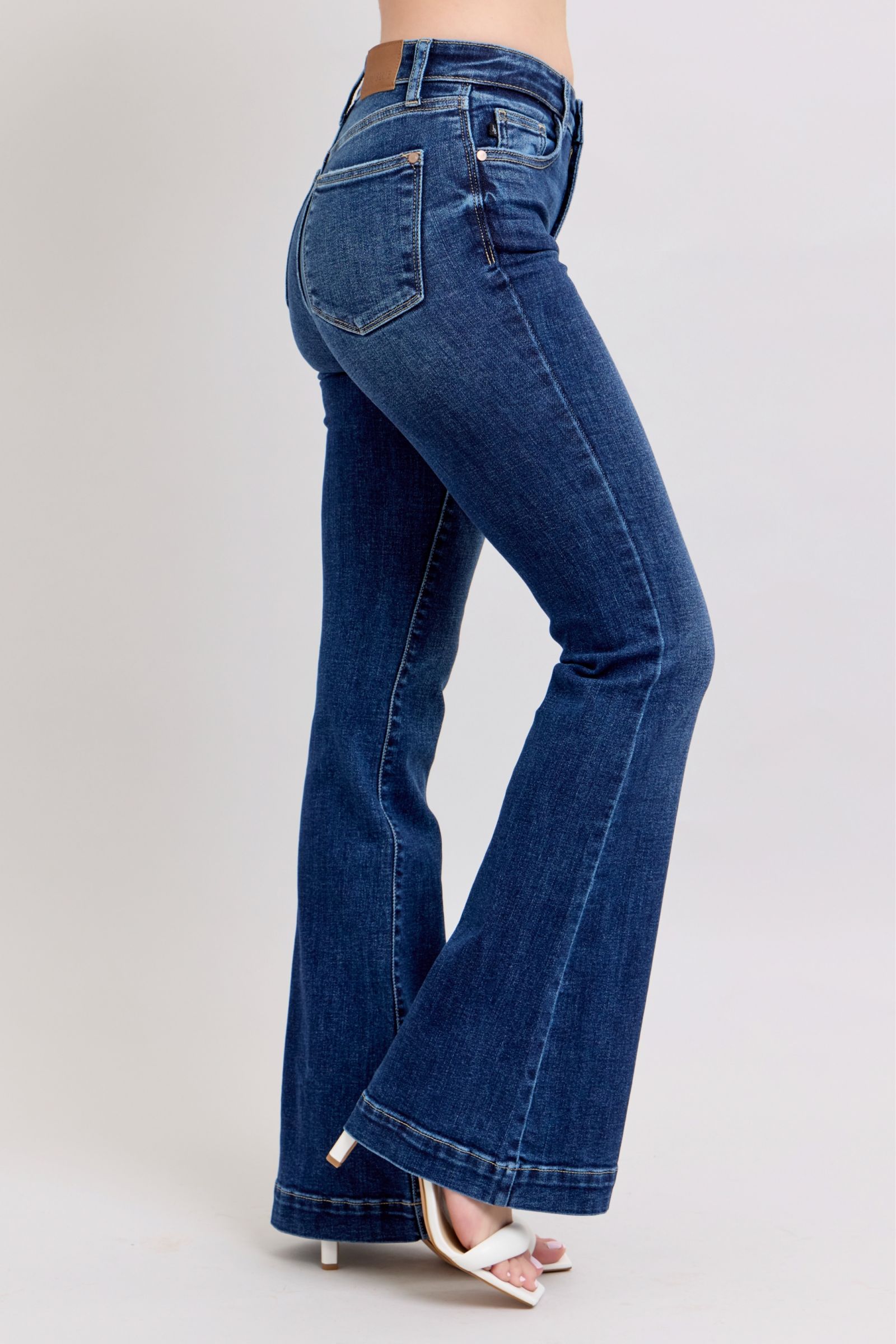 Judy Blue Full Size High Rise Flare Jeans with Pockets Plus Size - Tigbul's Variety Fashion Shop