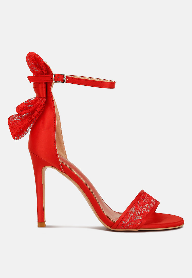 Delancy Bow Detail Lace Stiletto Sandals - Tigbul's Variety Fashion Shop