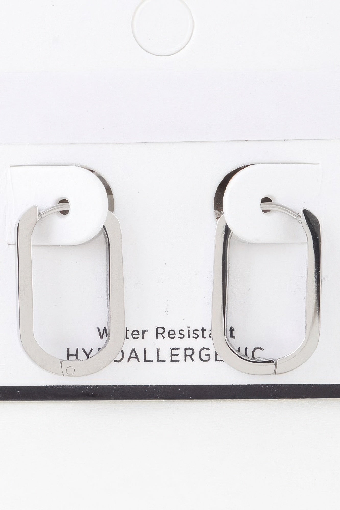 Delicate link oval earrings, silver-tone, hinged oval hoops with open frame