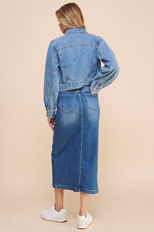 Denim Cargo Midi Skirt - Tigbul's Variety Fashion Shop