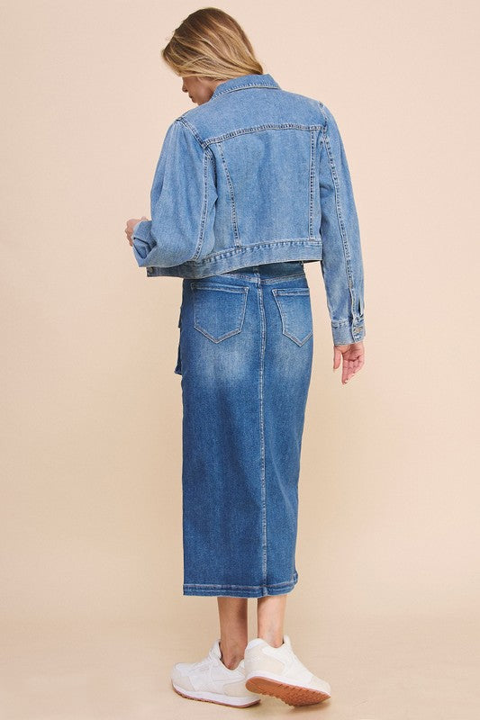 Denim Cargo Midi Skirt - Tigbul's Variety Fashion Shop