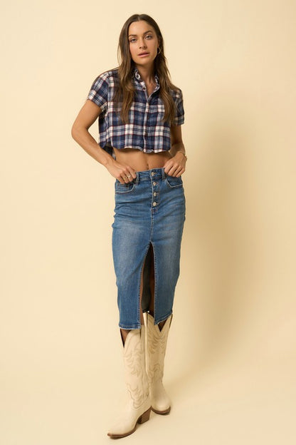 Denim Midi Skirt - Tigbul's Variety Fashion Shop