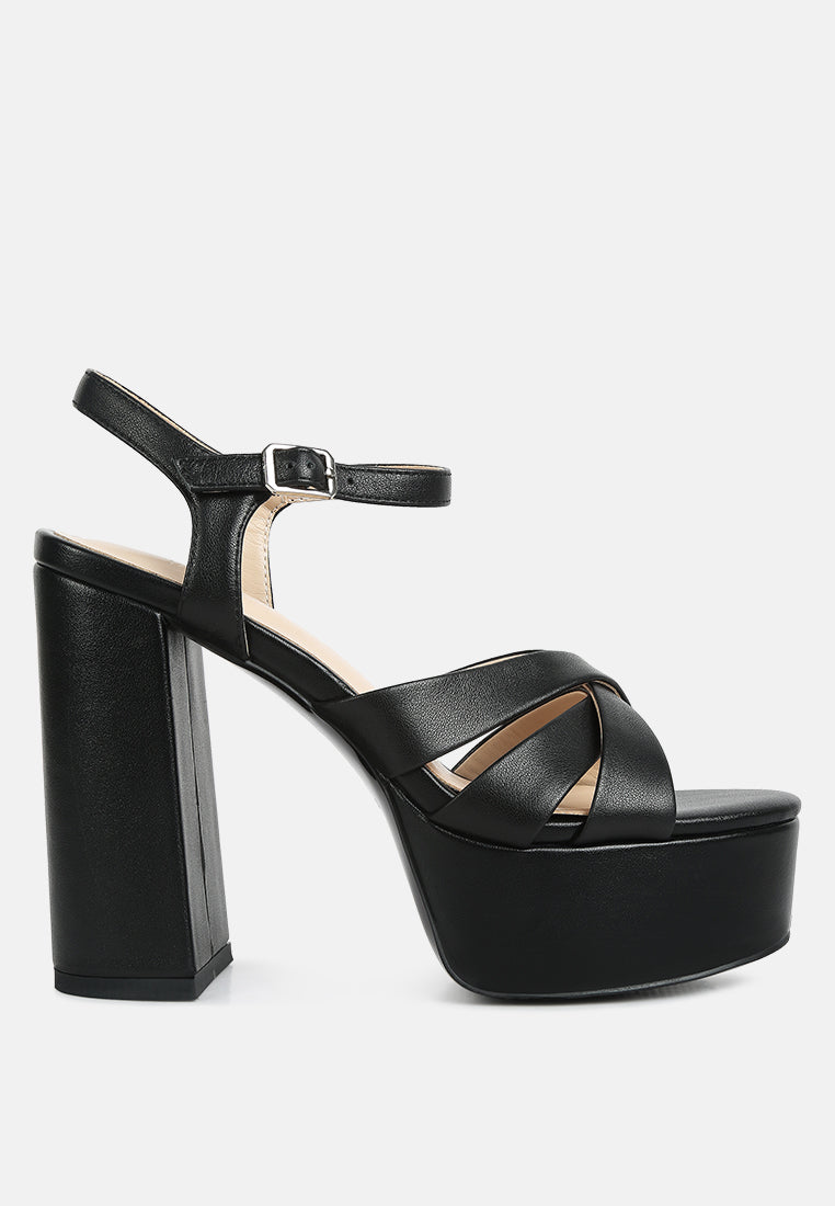De-Vil Crisscross Straps Slim Block Heel Sandals - Tigbul's Variety Fashion Shop