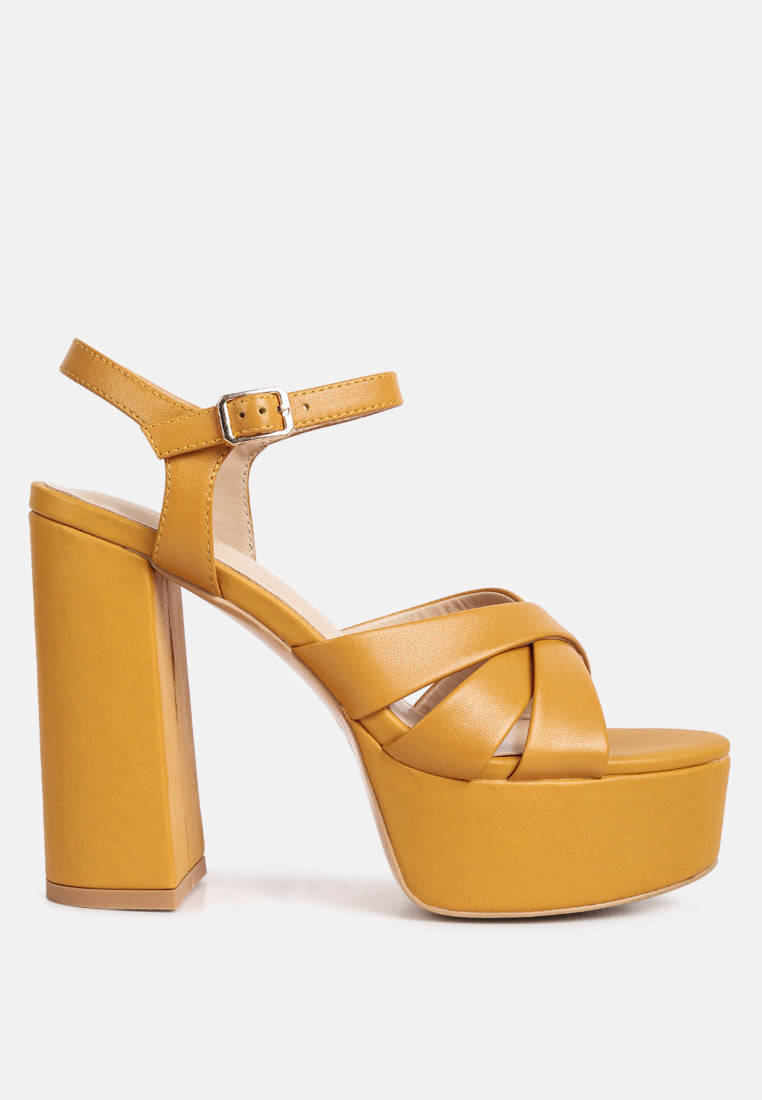 De-Vil Crisscross Straps Slim Block Heel Sandals - Tigbul's Variety Fashion Shop