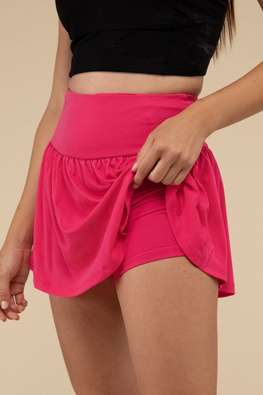 Wide Band Tennis Skirt with Zippered Back Pocket - Tigbul's Variety Fashion Shop