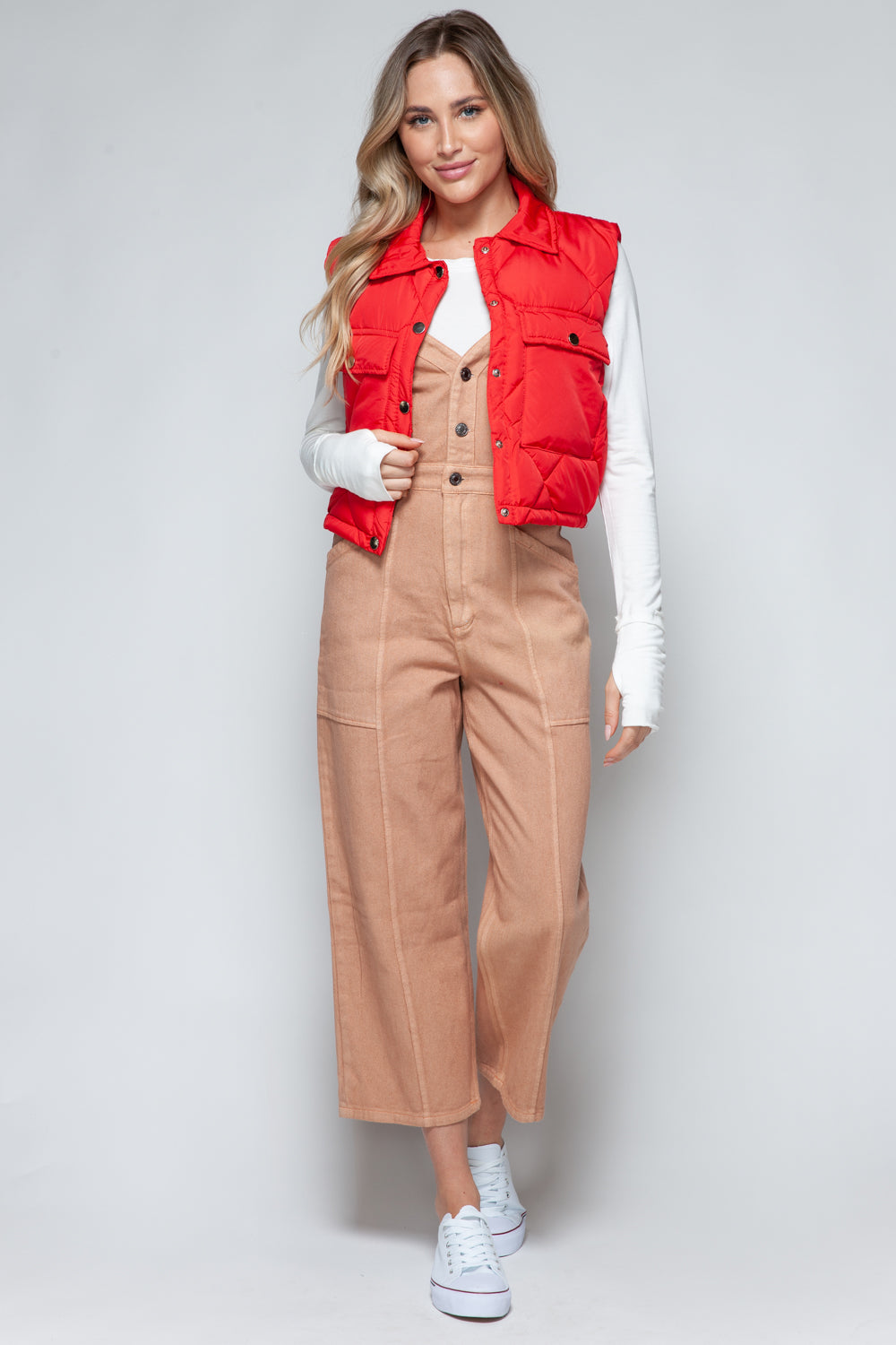 Snobbish Snap Down Quilted Crop Vest - Tigbul's Variety Fashion Shop