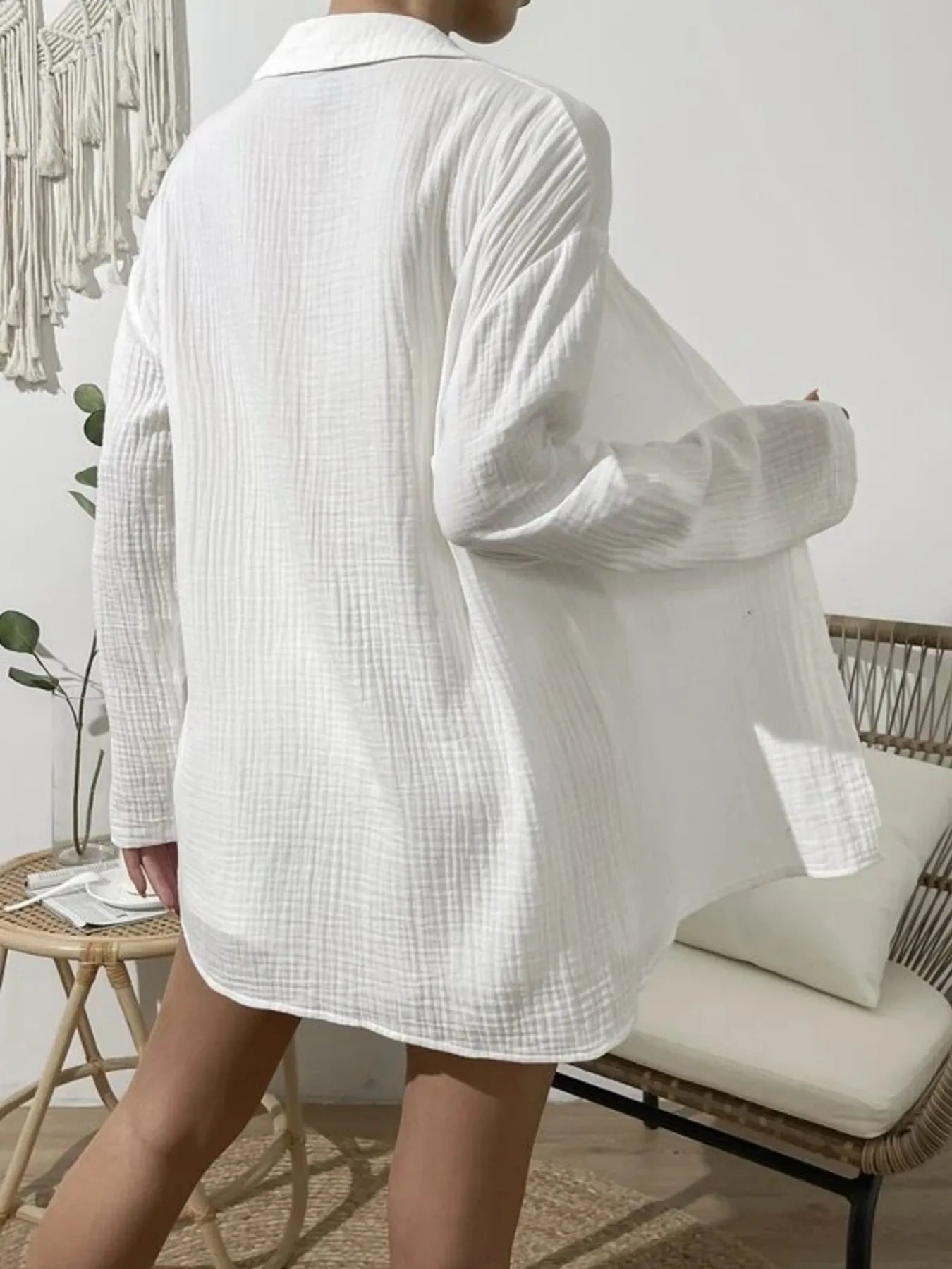 Texture Button Up Shirt and Shorts Set - Tigbul's Variety Fashion Shop