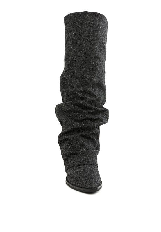Capella Fold-Over Slouchy Denim Boot - Tigbul's Variety Fashion Shop