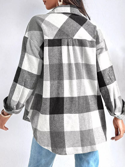 Plaid Button-Up Long Sleeve Shirt - Tigbul's Variety Fashion Shop