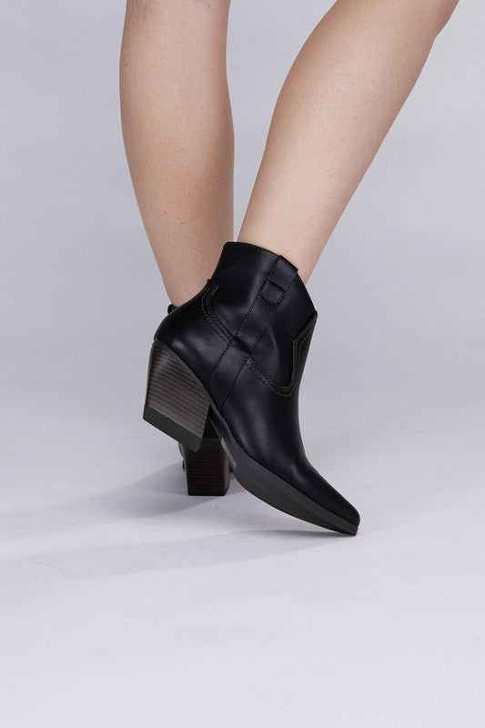 Side Zip Western Ankle Booties - Tigbuls Variety Fashion