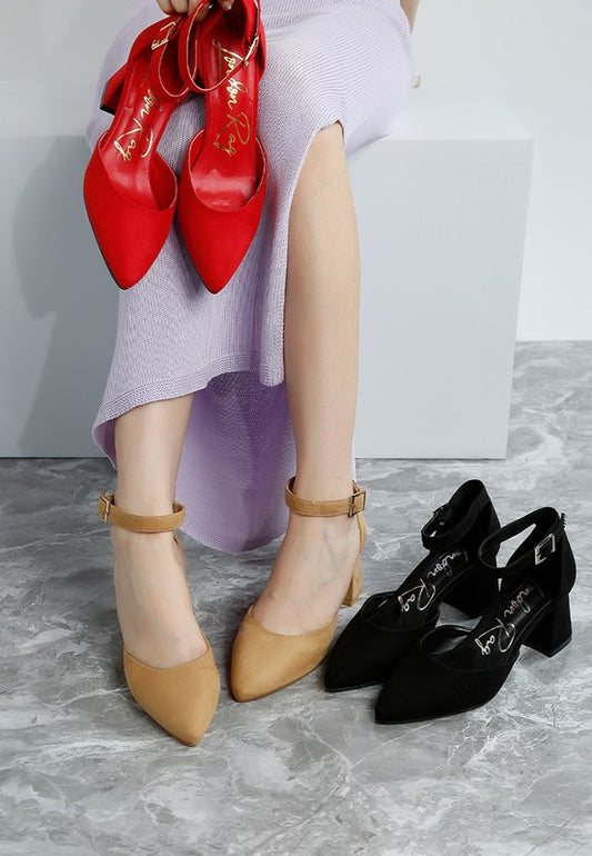 Rozita Microfiber Block Heel Sandals - Tigbul's Variety Fashion Shop