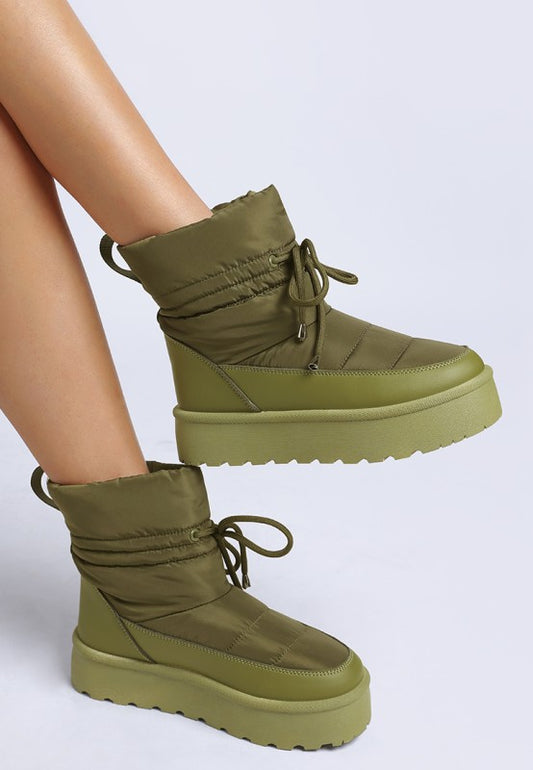 High Ankle Chunky Platform Flat Sole Snow Boots - Tigbul's Variety Fashion Shop