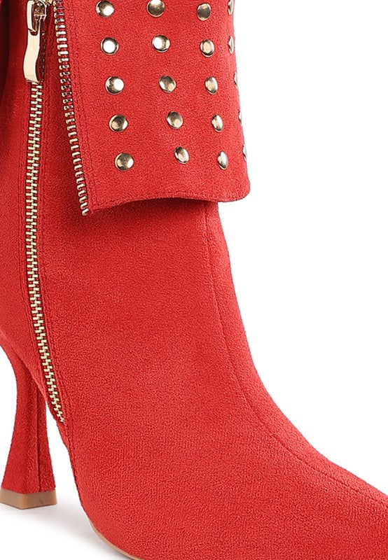 Piccini Stud Embellished Foldover Boots - Tigbul's Variety Fashion Shop