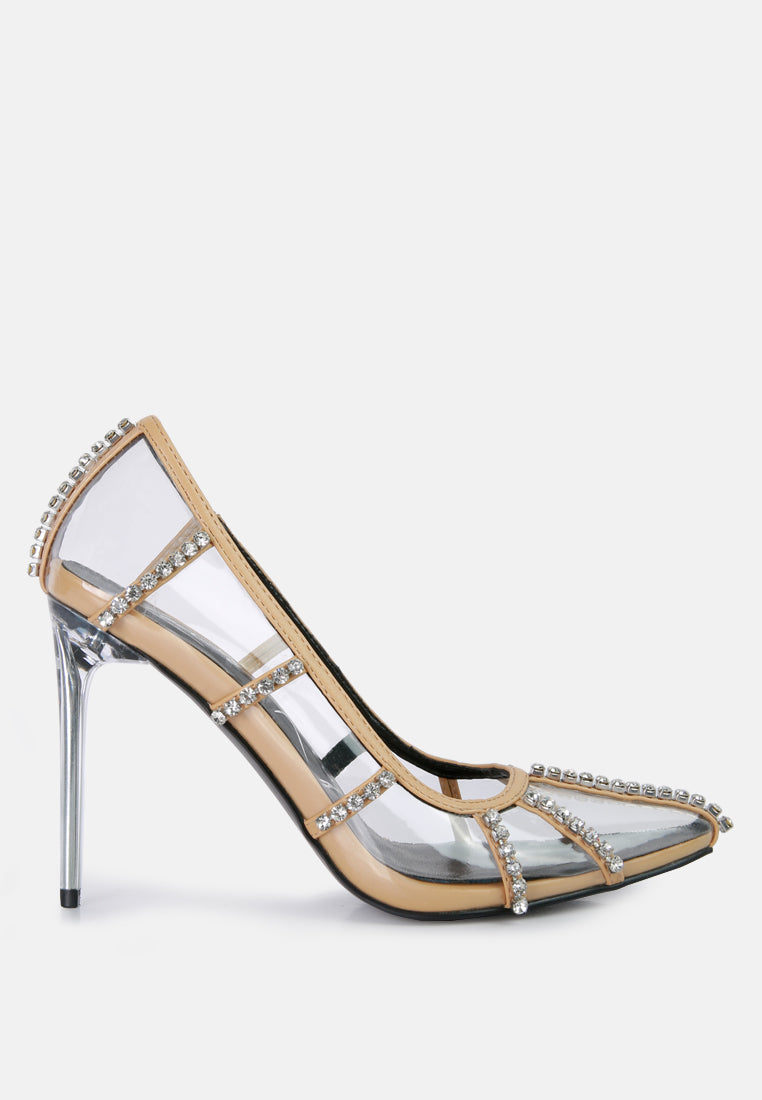 Diamante Clear Stiletto Heel Pumps - Tigbul's Variety Fashion Shop