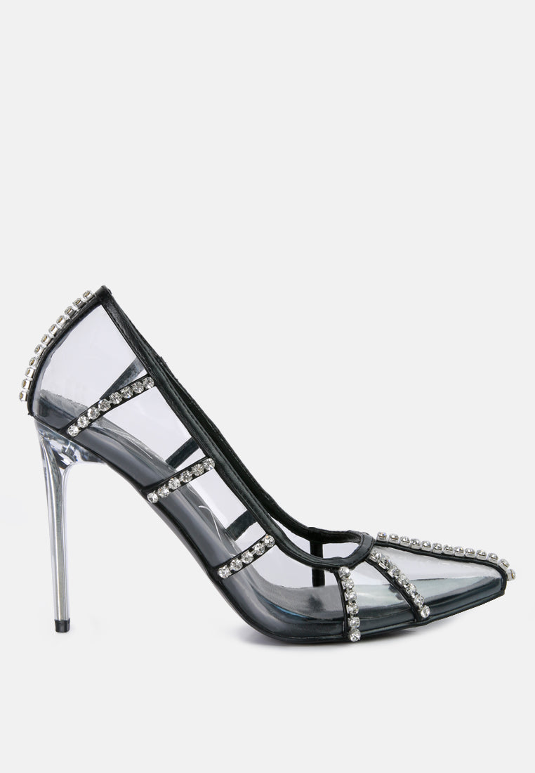 Diamante Clear Stiletto Heel Pumps - Tigbul's Variety Fashion Shop