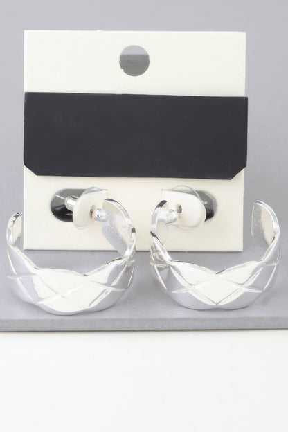 Diamond Quilt Cut Hoop Earrings - Tigbul's Variety Fashion Shop