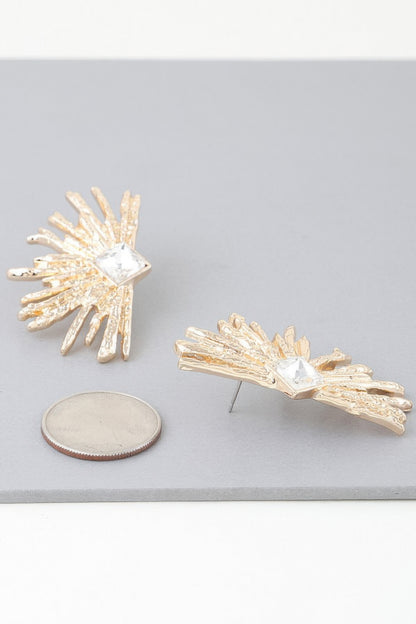 Diamond Rhinestone Flare Earrings - Tigbul's Variety Fashion Shop