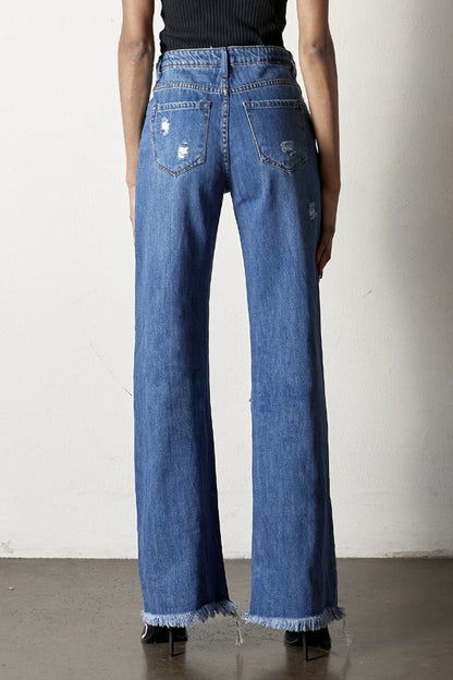 Distressed Frayed Hem Dad Jeans - Tigbul's Variety Fashion Shop