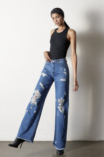 Distressed Frayed Hem Dad Jeans - Tigbul's Variety Fashion Shop