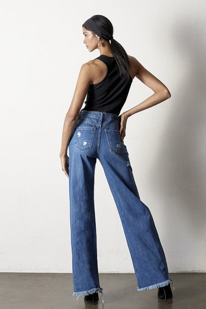 Distressed Frayed Hem Dad Jeans - Tigbul's Variety Fashion Shop